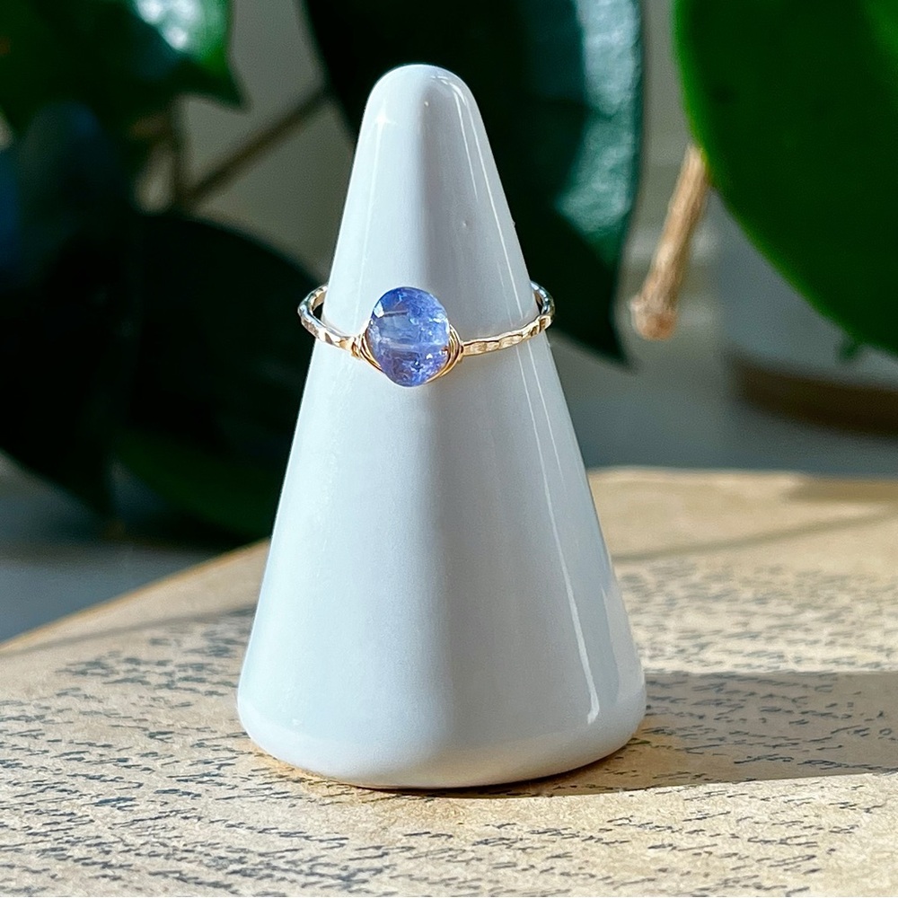 Blue / Indigo Tanzanite Gold Filled Solitaire Ring
